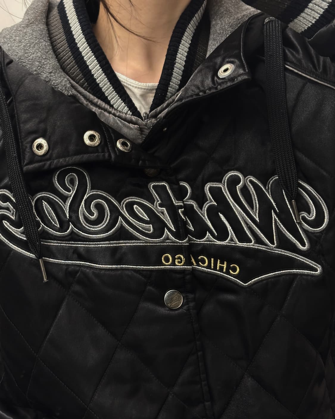 MLB 00s 시카고 화이트삭스 퀼팅 점퍼 블랙 상품이미지3