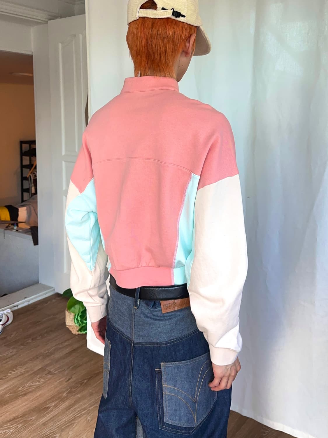 Adidas 컬러 블록 크롭 하프 집업 상품이미지5