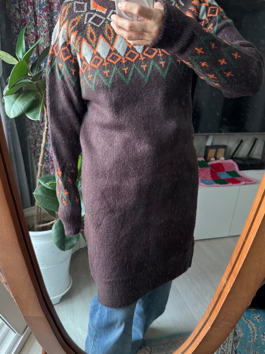 브라운 노트딕패턴 롱니트, 원피스 예뻐요 상품이미지7