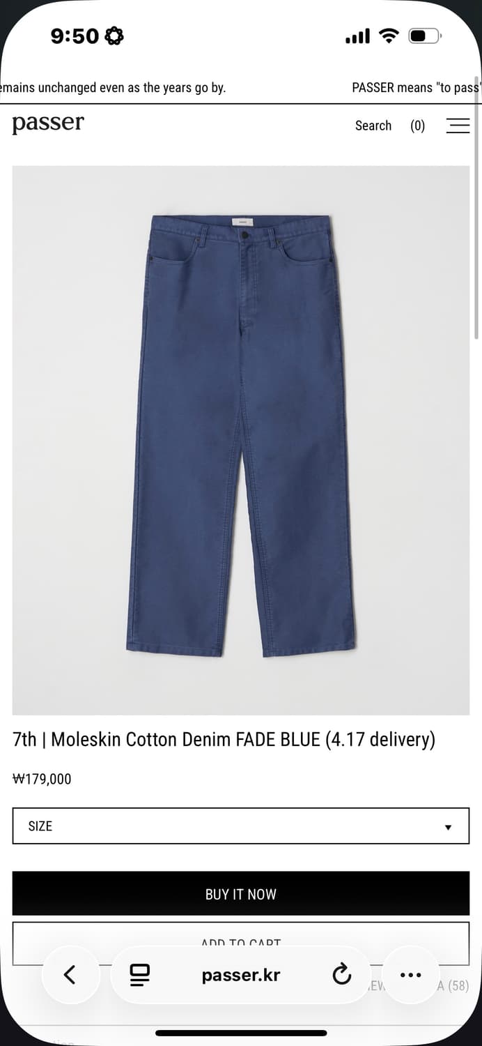 (구해요) 파세르 몰스킨 코튼 데님 M 상품이미지1