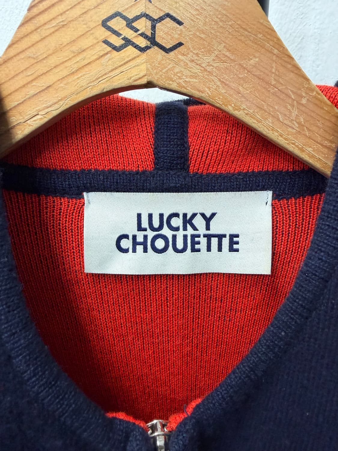 정품) 럭키슈에뜨 로고 네이비 후드 니트 집업 F 상품이미지6