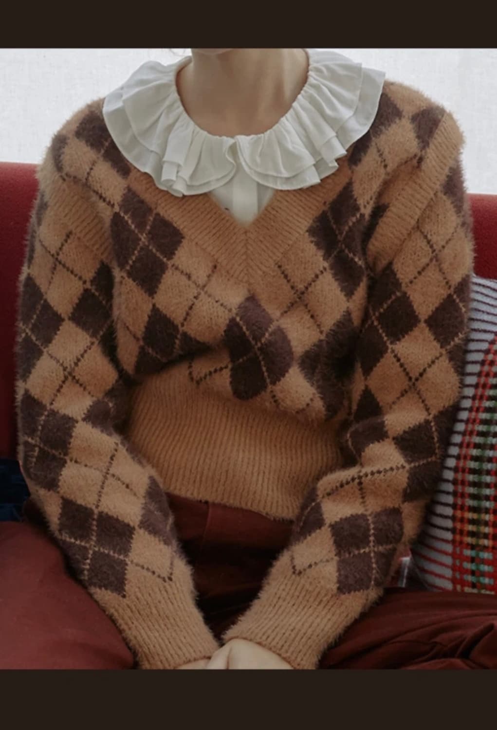 보카바카 소피 아가일 니트 브라운, 퍼플 상품이미지2