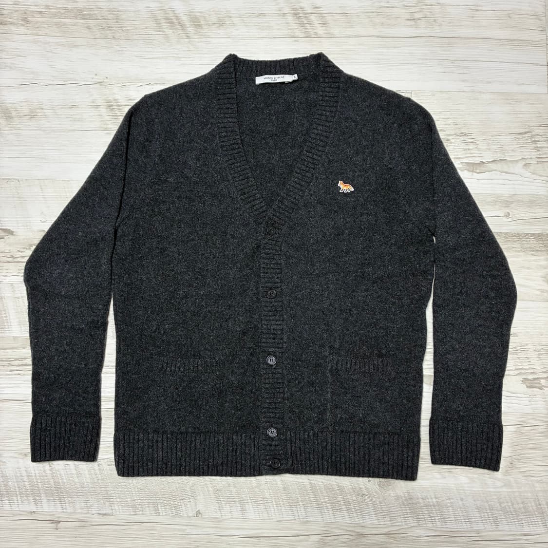 2XL 메종키츠네 남성 다크그레이멜란지 차콜  베이비폭스 가디건 상품이미지1