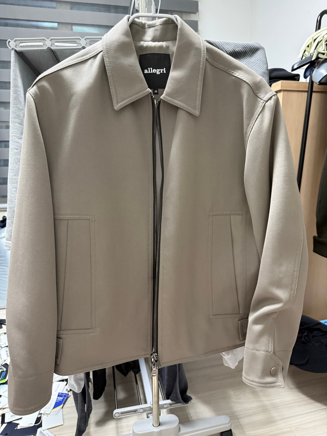 알레그리 다크베이지 오버핏카라 블루종 48 상품이미지1