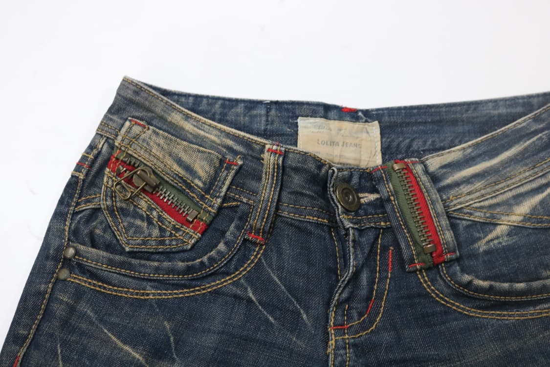 로리타진 빈티지 워싱 레드 지퍼 포인트 부츠컷 데님 (25) 상품이미지4