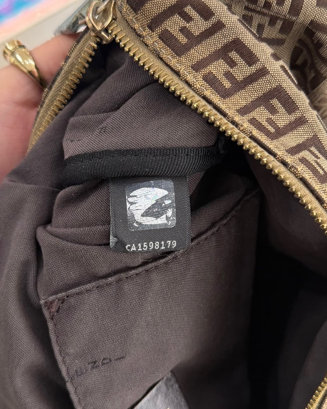 펜디 브라운 주카 블루 레더 트리빙 캔버스 보스턴백 상품이미지8