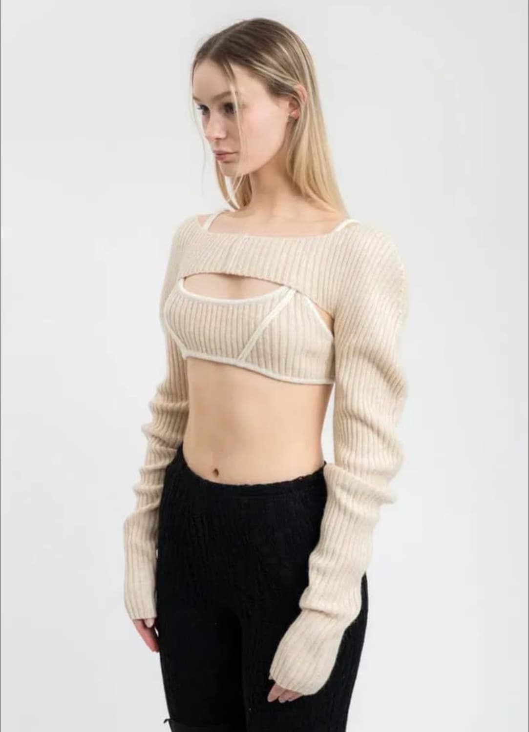 다니엘귀조 Guizio 아이보리 리브 니트 슈러그(size xs) 상품이미지4