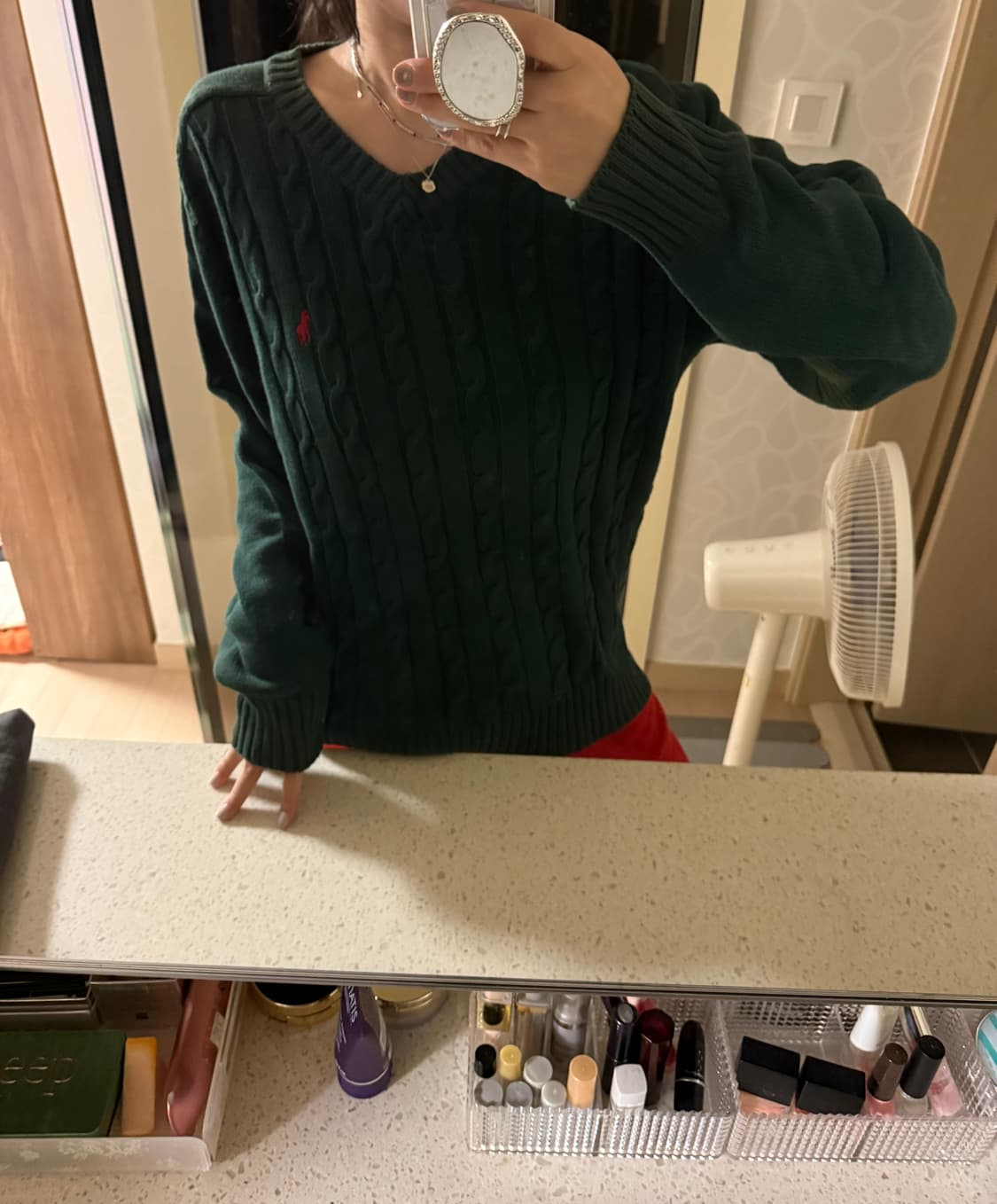 폴로 랄프로렌 꽈배기 니트 그린 남성 xl 상품이미지5