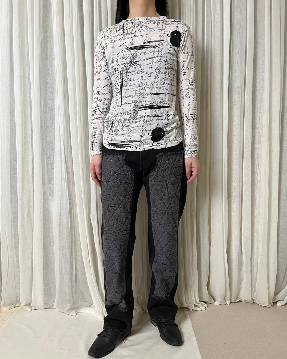 준야와타나베 더블니 흑청 데님 팬츠 junya watanabe  상품이미지10