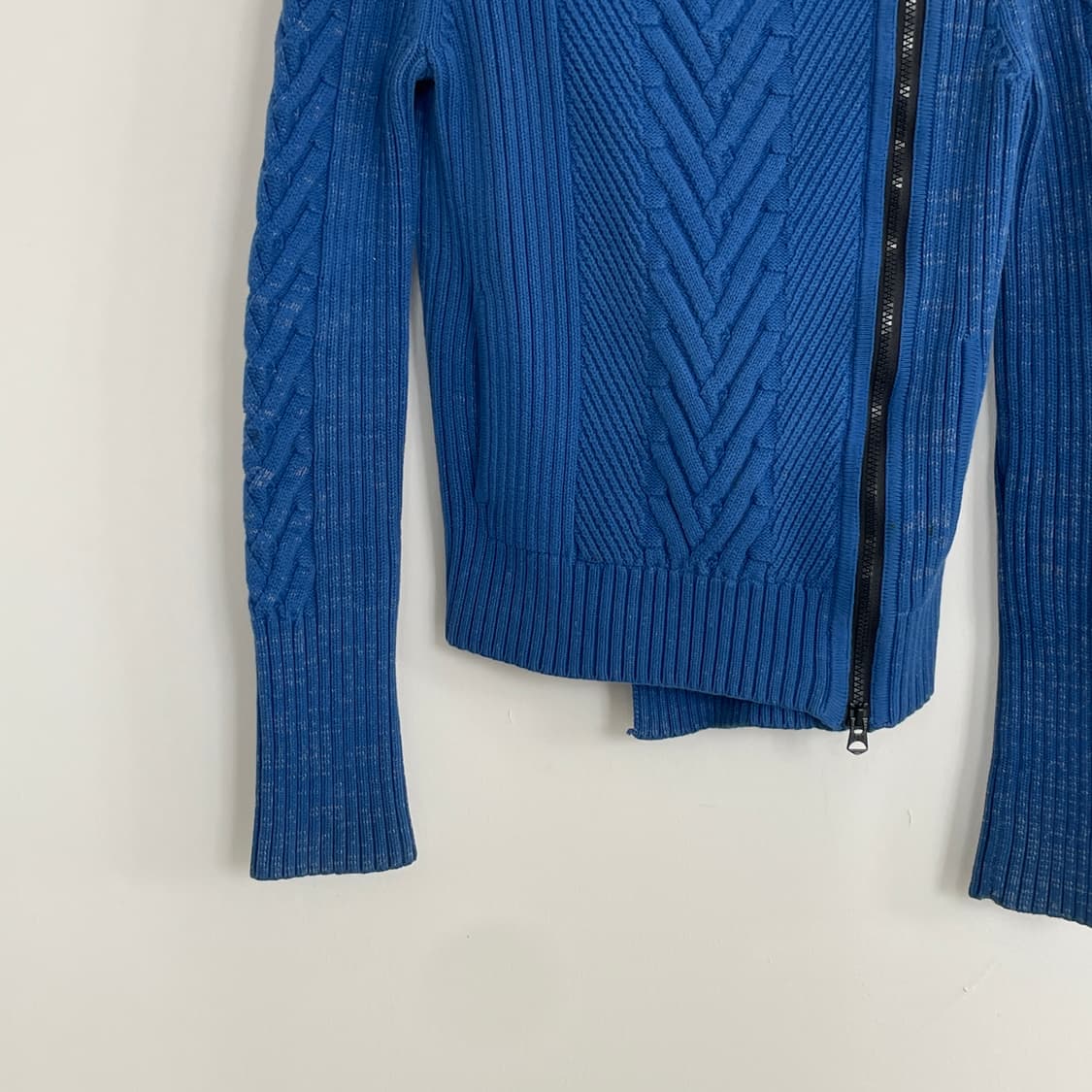 아르마니 익스체인지 블루 골지 코튼 라이더 자켓 Y2K 상품이미지3