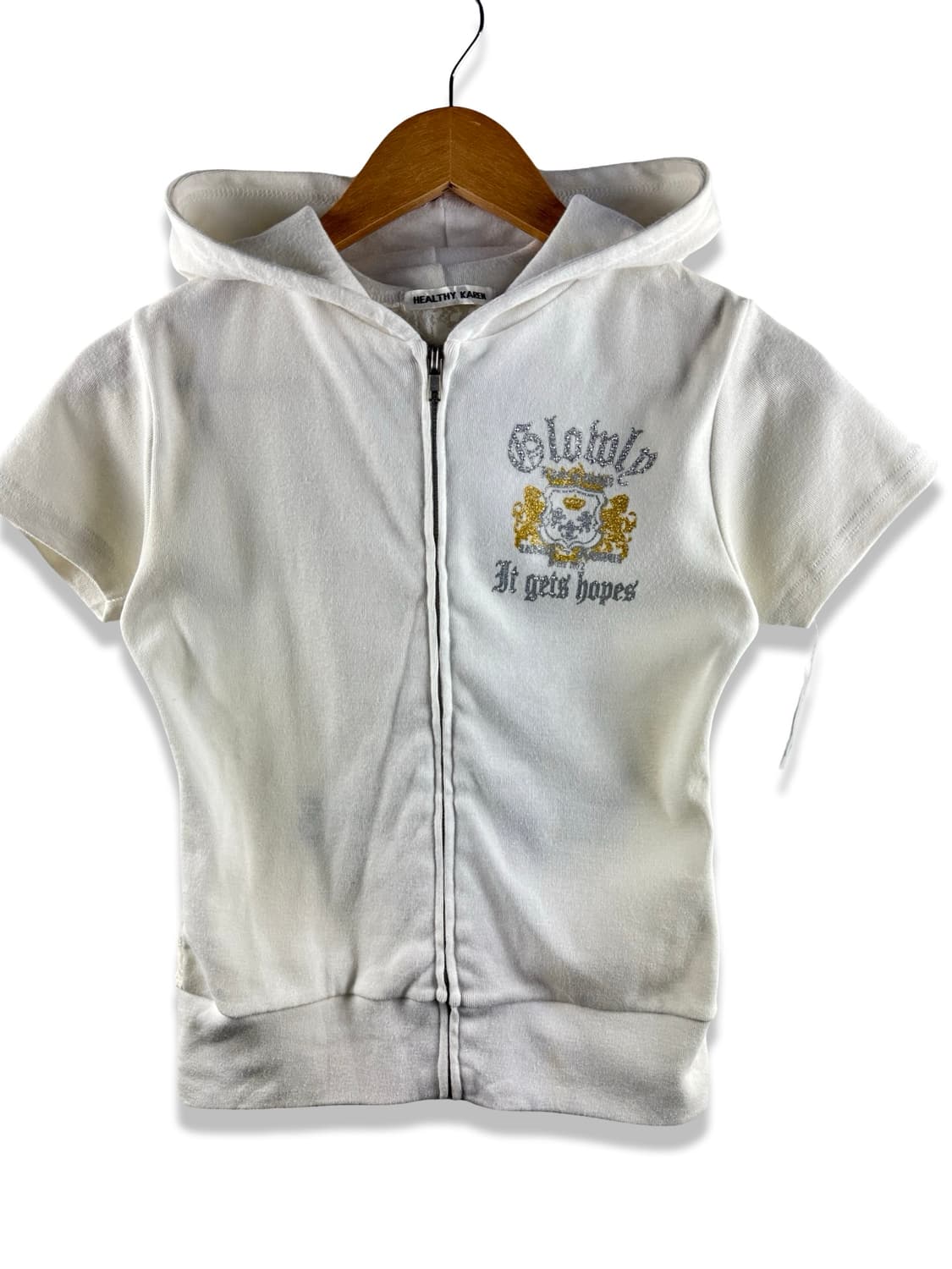 JPN Y2K 갸루 레이스 딱붙 반팔후드집업2740 상품이미지2