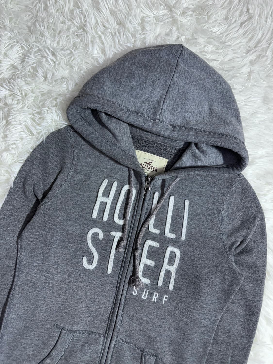 홀리스터 그레이 빅로고 딱붙핏 Y2K 후드집업  상품이미지4