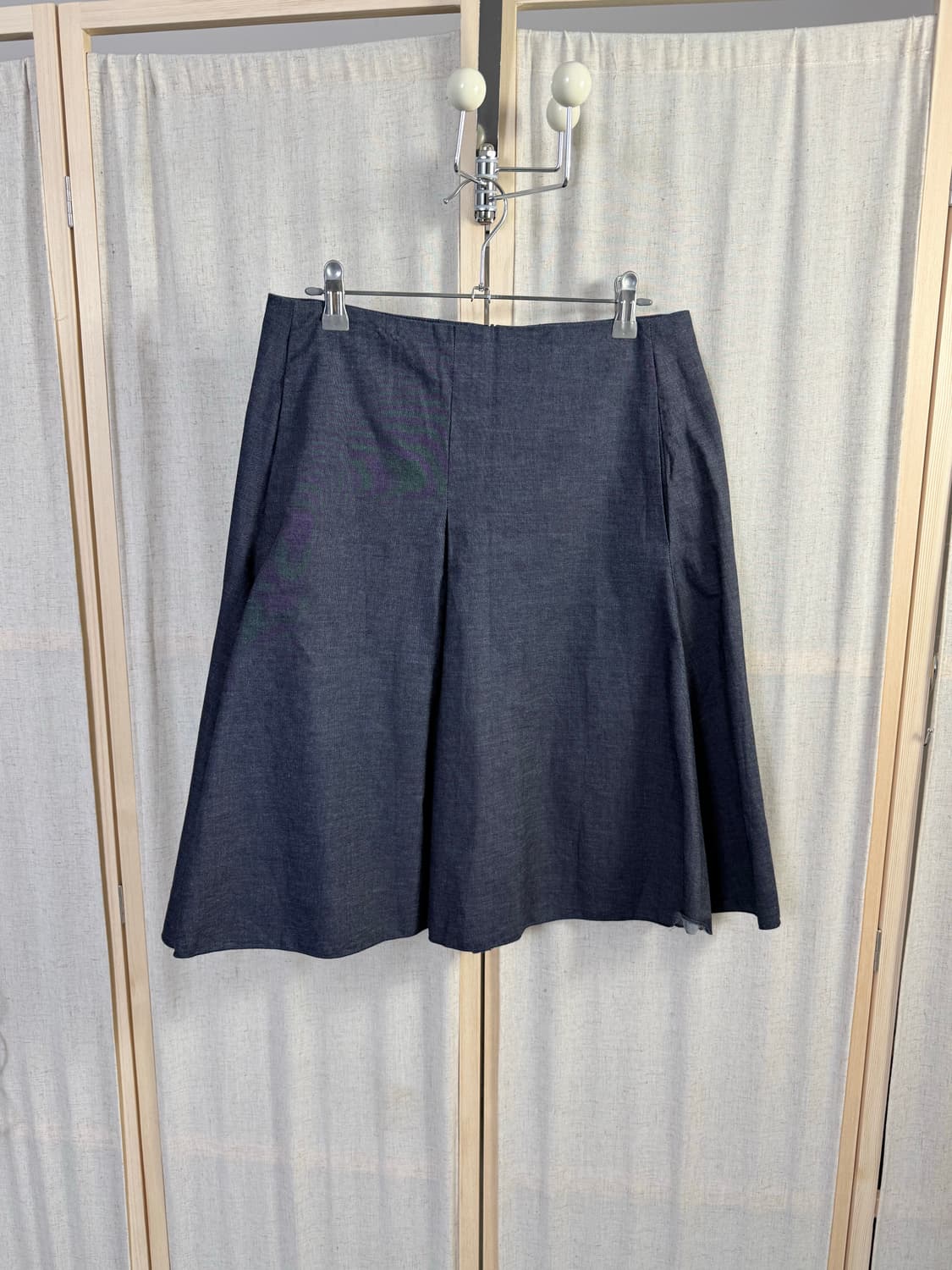 Su San Ne Bo M Mer 데님 미디 플리츠스커트 상품이미지1