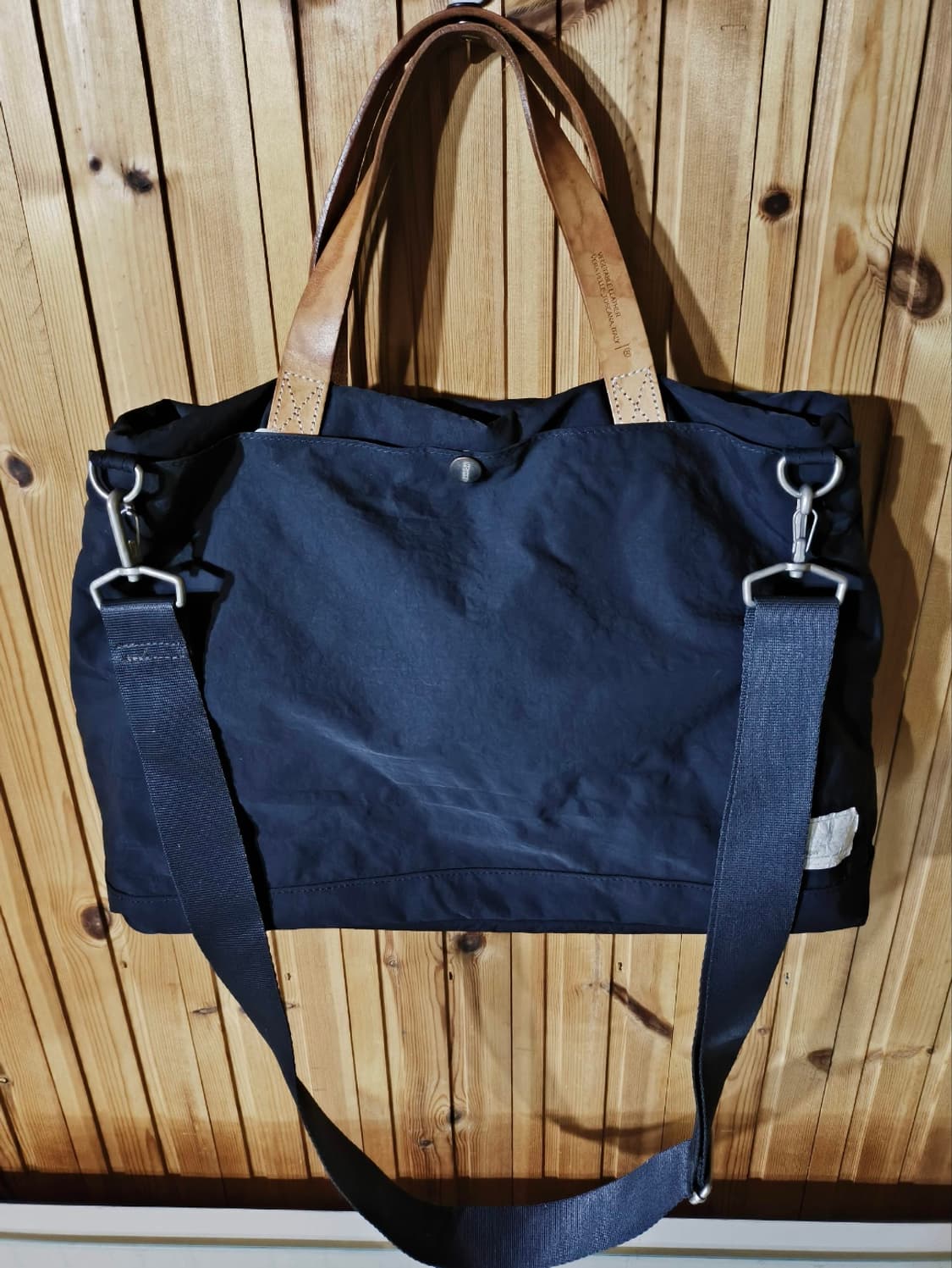 로우로우 네이비 나일론 가죽핸들 2WAY 토트백 숄더백 상품이미지5