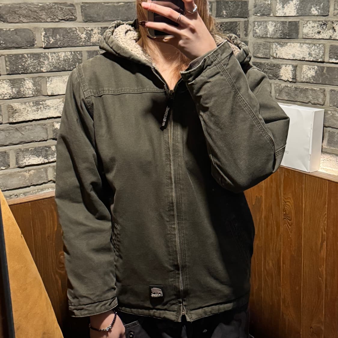 여S) BERNE 빈티지 워크웨어 액티브 자켓 올리브 모스그린 상품이미지9