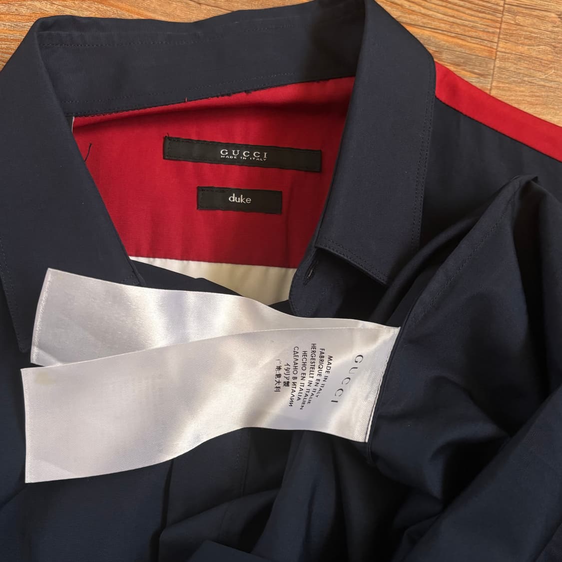 구찌 셔츠 슬림핏 95 네이비 듀크 라벨 이태리 수입 정품 상품이미지8