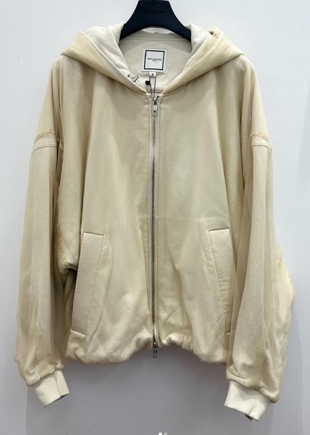 정품 우영미 아이보리 오버핏 쉬폰 후드집업 새제품 48사이즈 상품이미지2