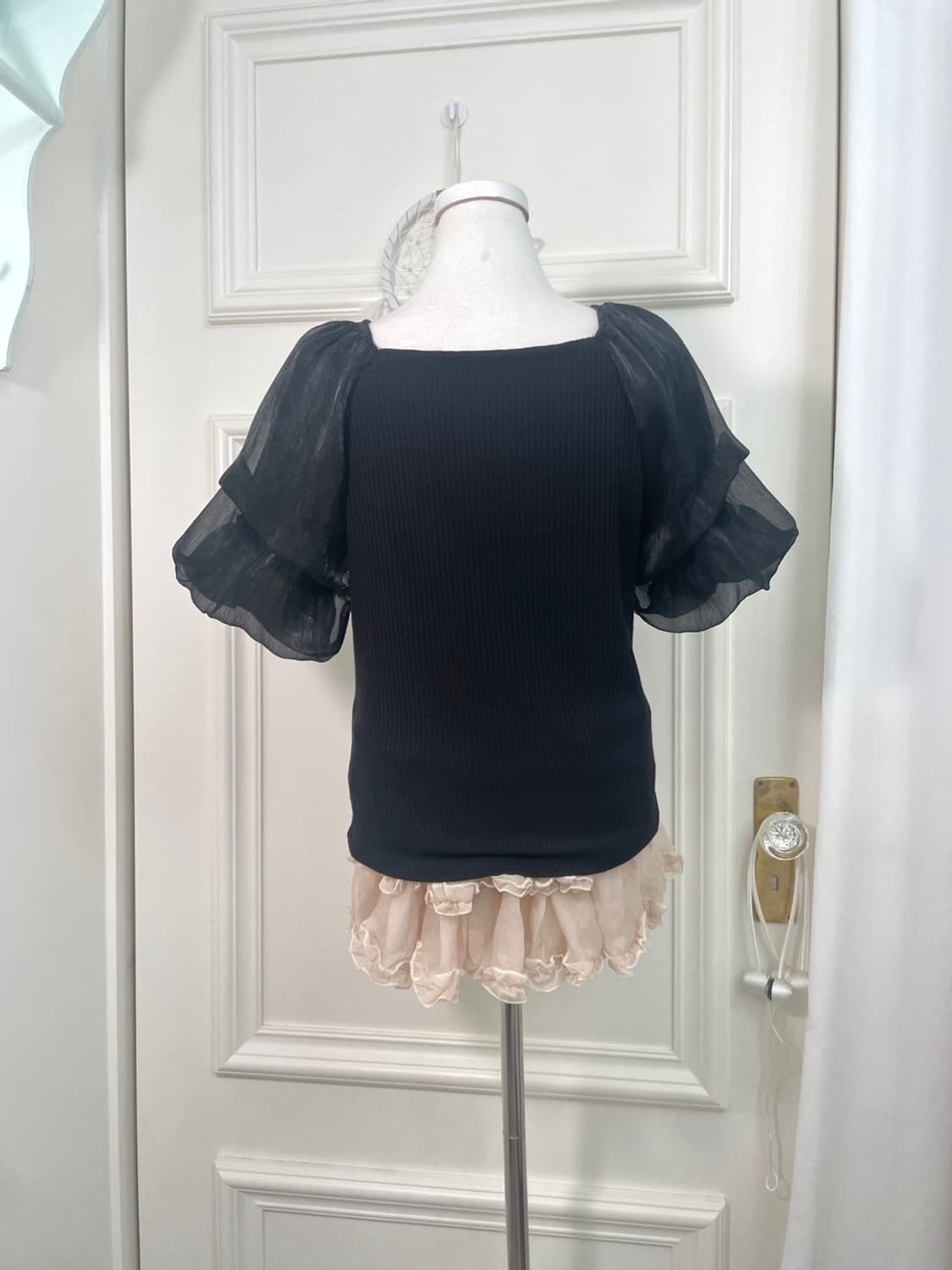 black layered puff sleeve top(size-M) 상품이미지3