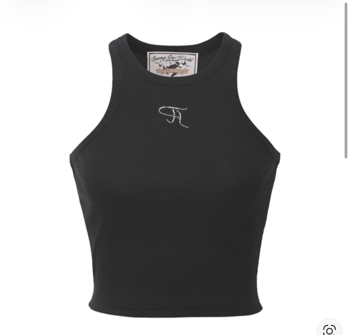 쓰리타임즈  쥬얼리 탱크 탑 크롭 렝스 블랙 상품이미지1