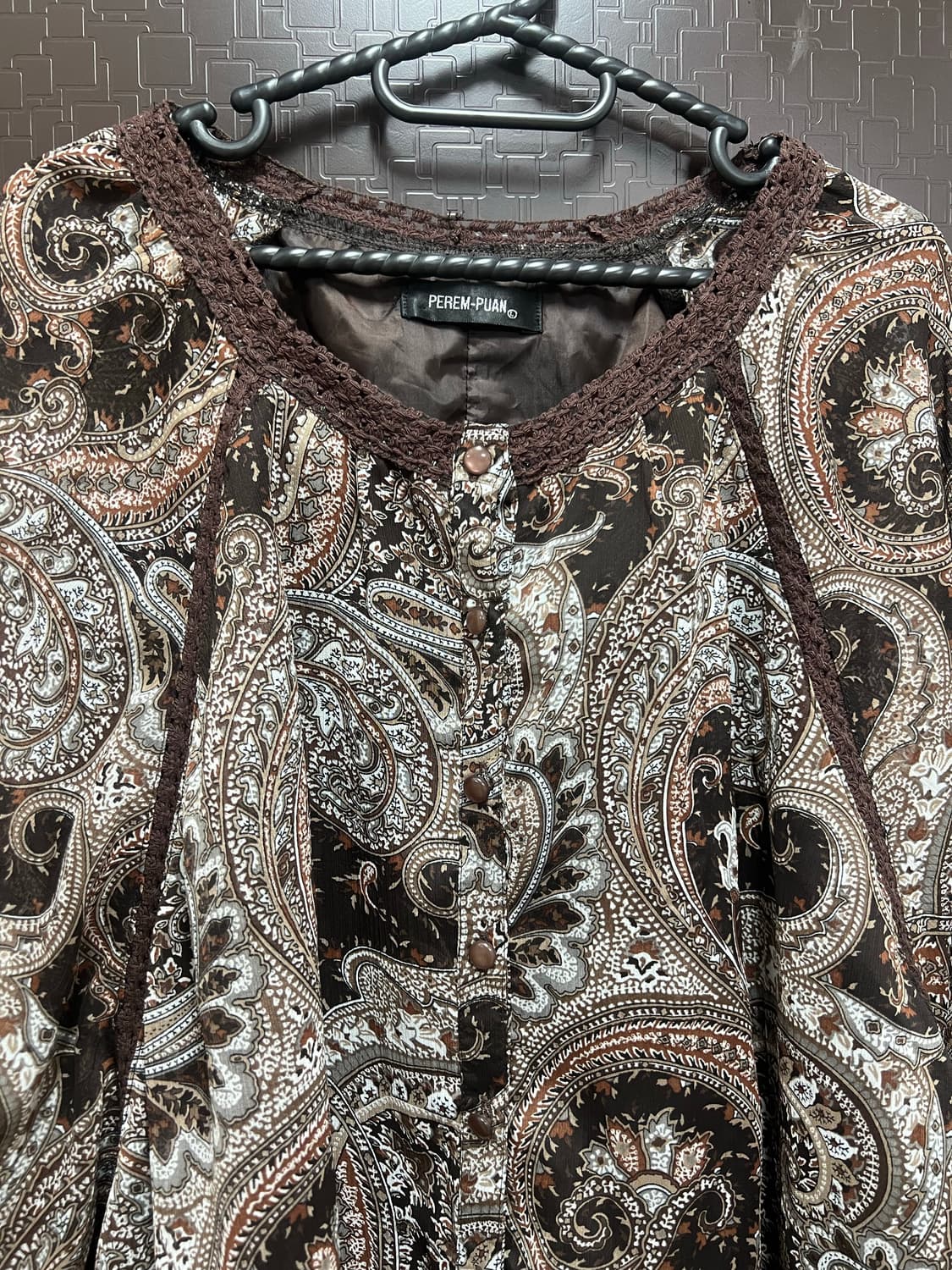 빈티지 브라운 페이즐리 블라우스 free 상품이미지2