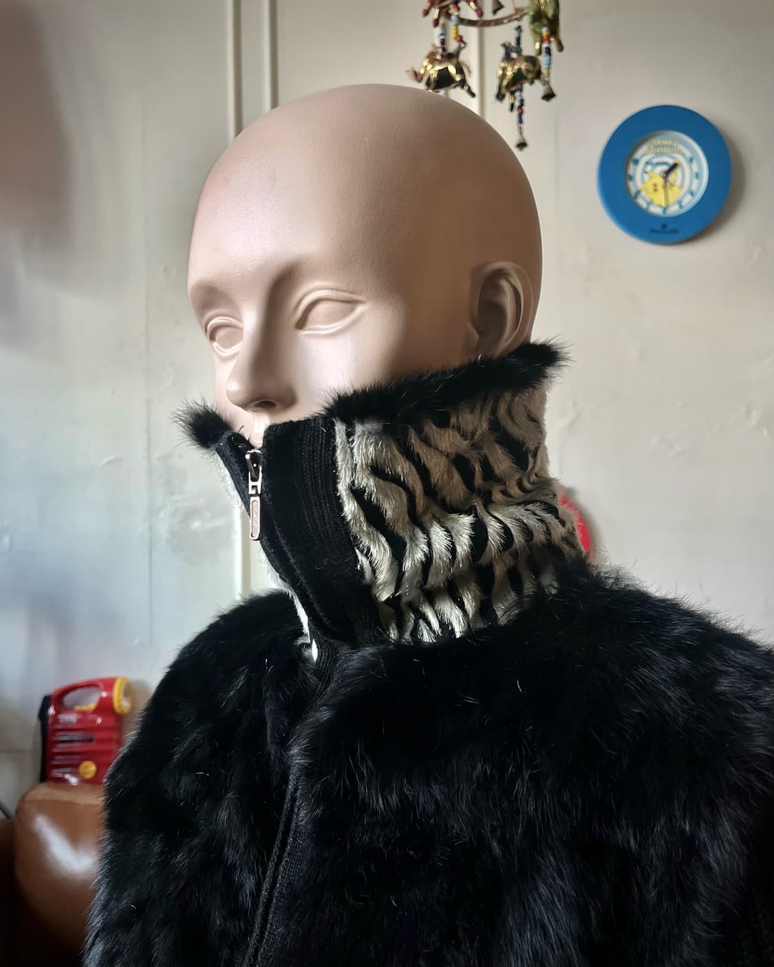 Rabbit Fur & Calf hair Knit Trim Zip-up 상품이미지2