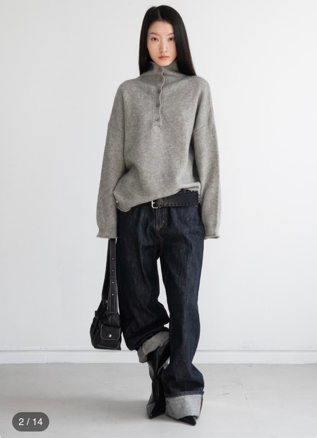 피키소사이어티 Roll-Up Wide Low Denim (Blue/S) 상품이미지2