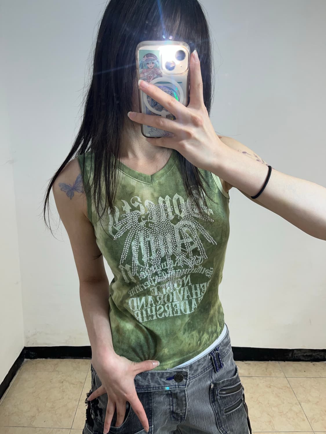 Y2K Lettering cubic sleeveless 상품이미지2