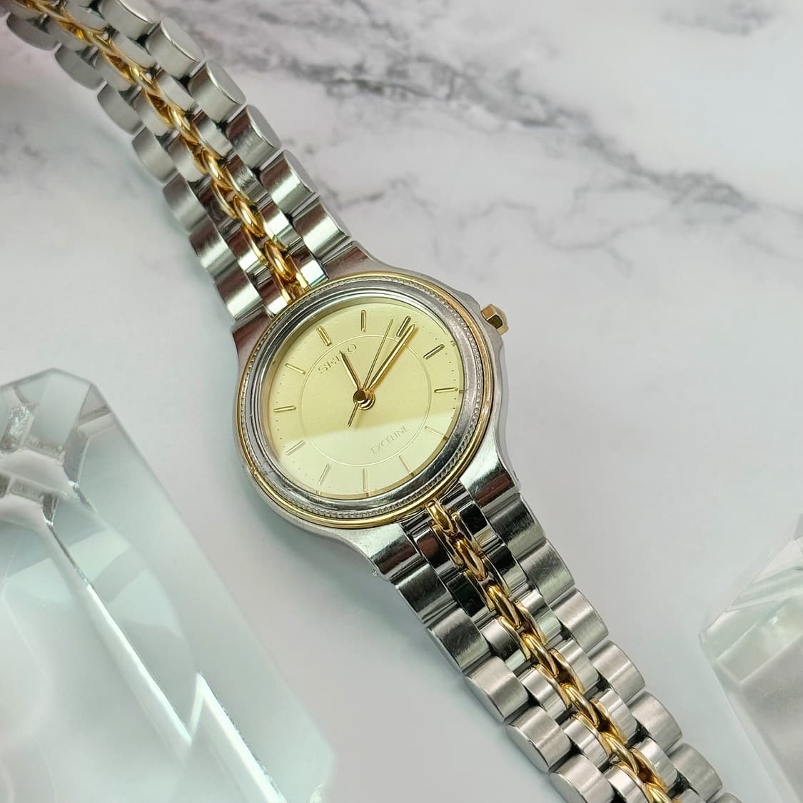 90s00s 빈티지 세이코 엑설린 투톤 콤비 드레스 워치 상품이미지5