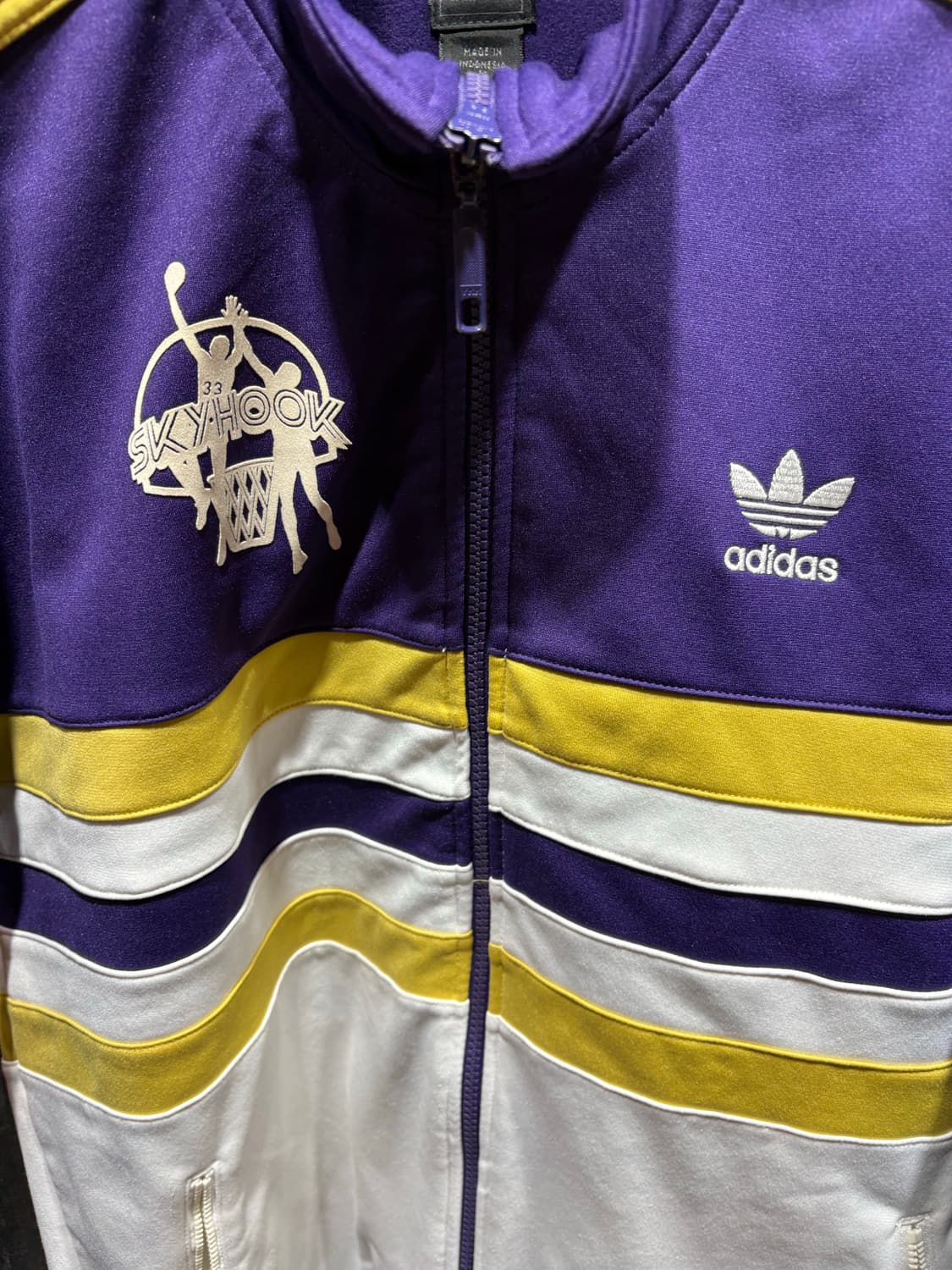 M 아디다스 파이어버드 스펠링 로고 배색 베스킷볼 퍼플 트랙탑 상품이미지5