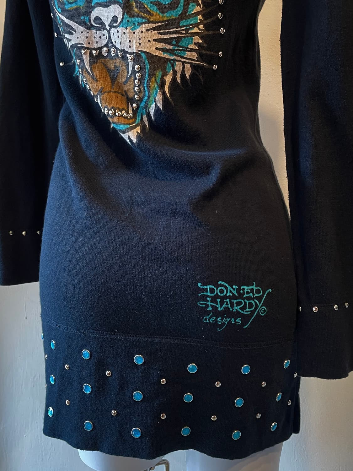 ed hardy 에드하디 호랑이 다크네이비 롱후드 집업 펑크 갸루 y2k 상품이미지6