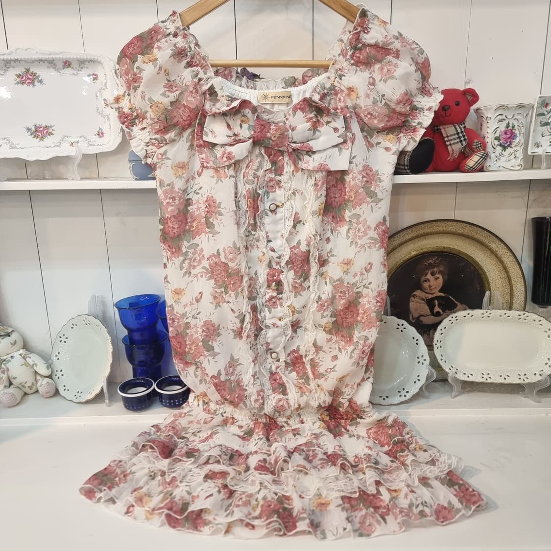 플로럴 리본 프릴 원피스 상품이미지1