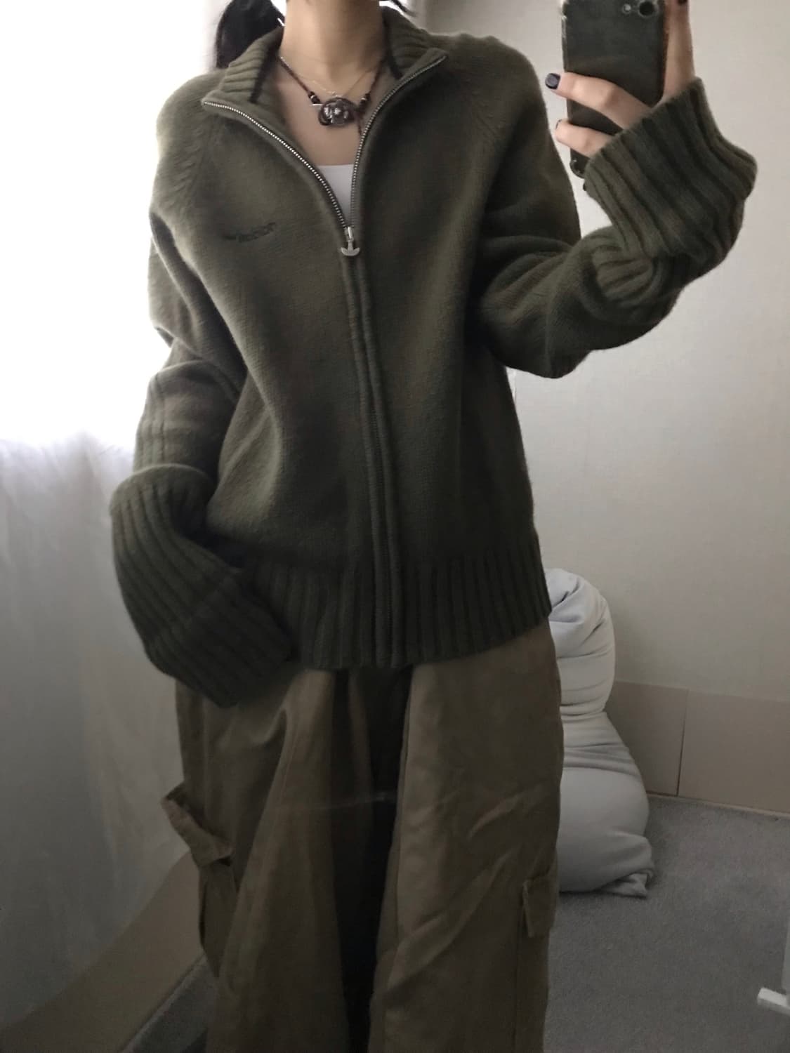 아디다스 00s 카키 니트집업 상품이미지3