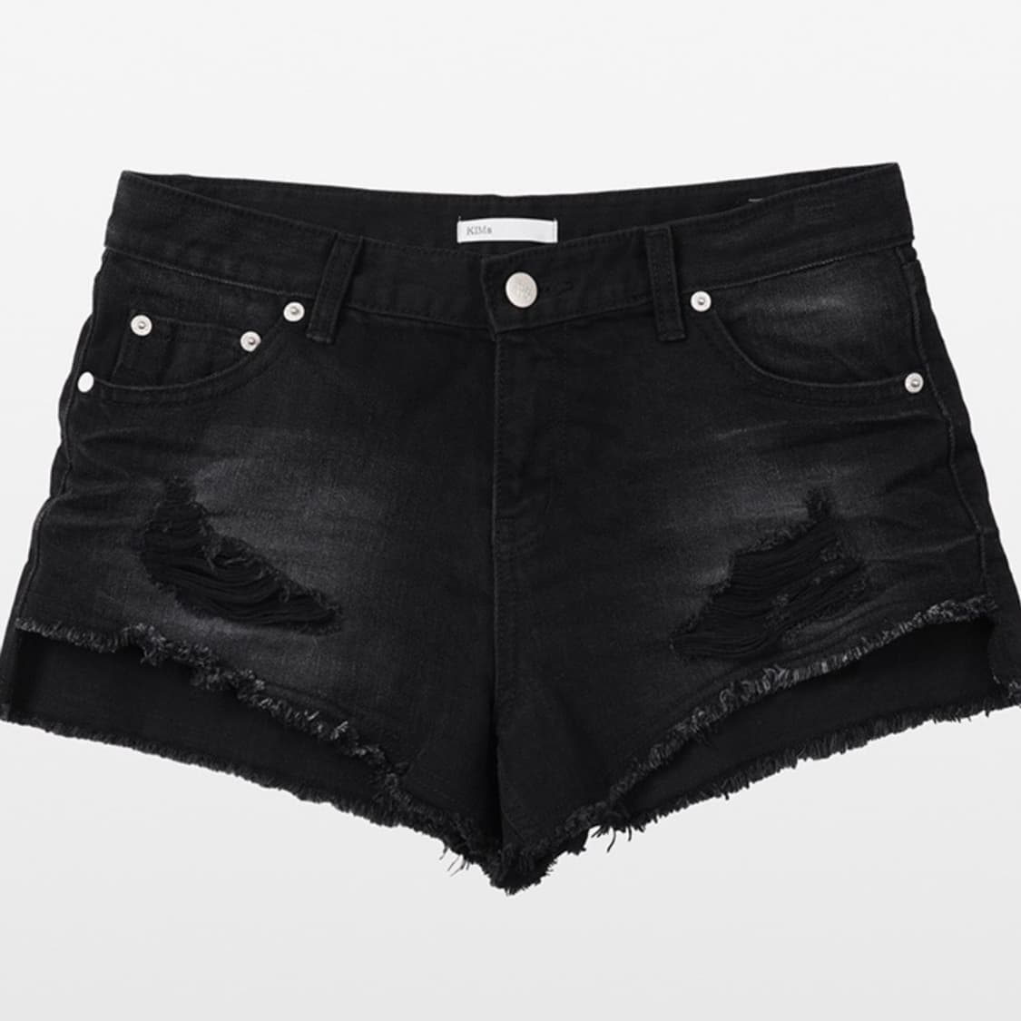 DAMAGED BLACK DENIM SHORTS 상품이미지1