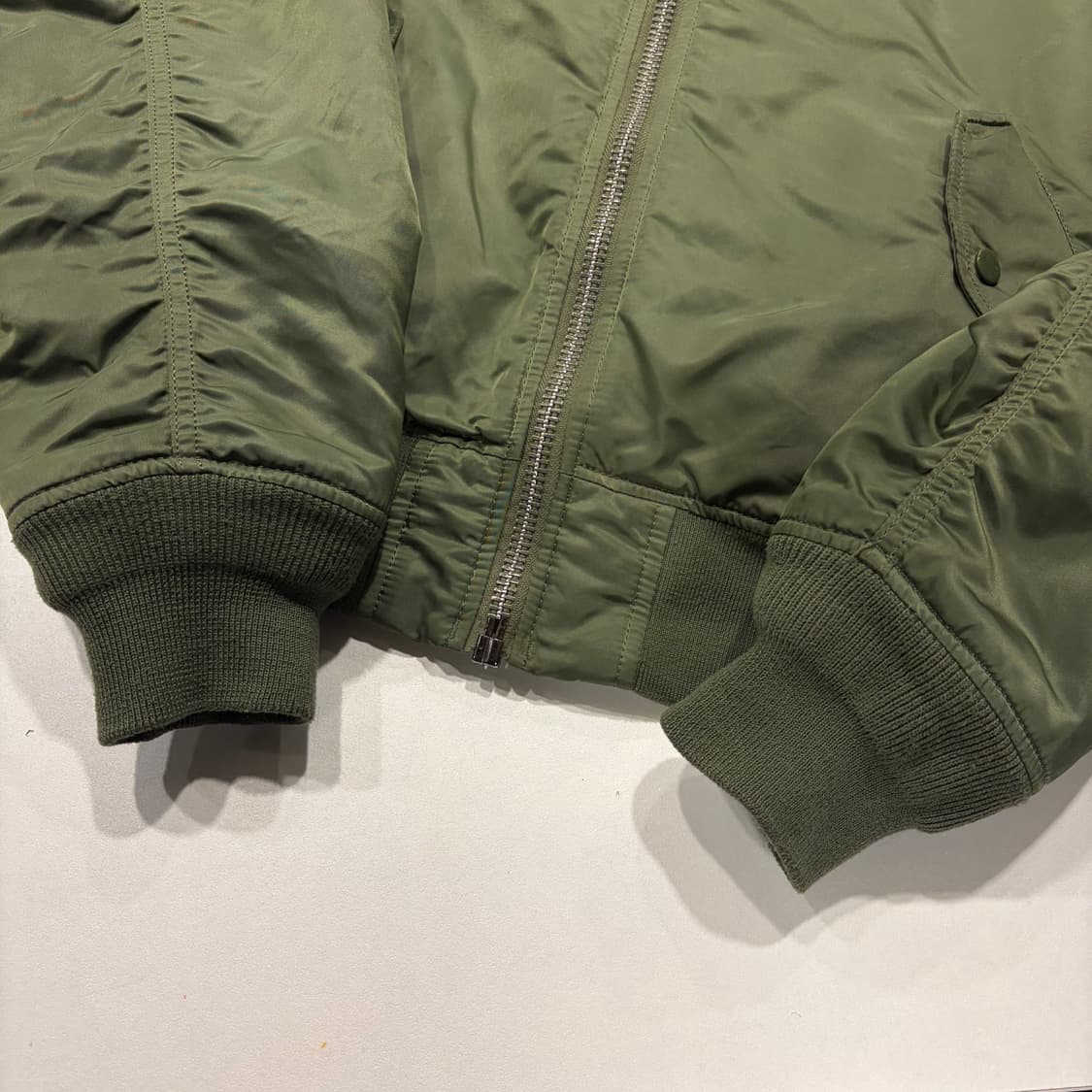 [L] 알파인더스트리 MA-1 마원 슬림핏 봄버 자켓 그린 D193 상품이미지7