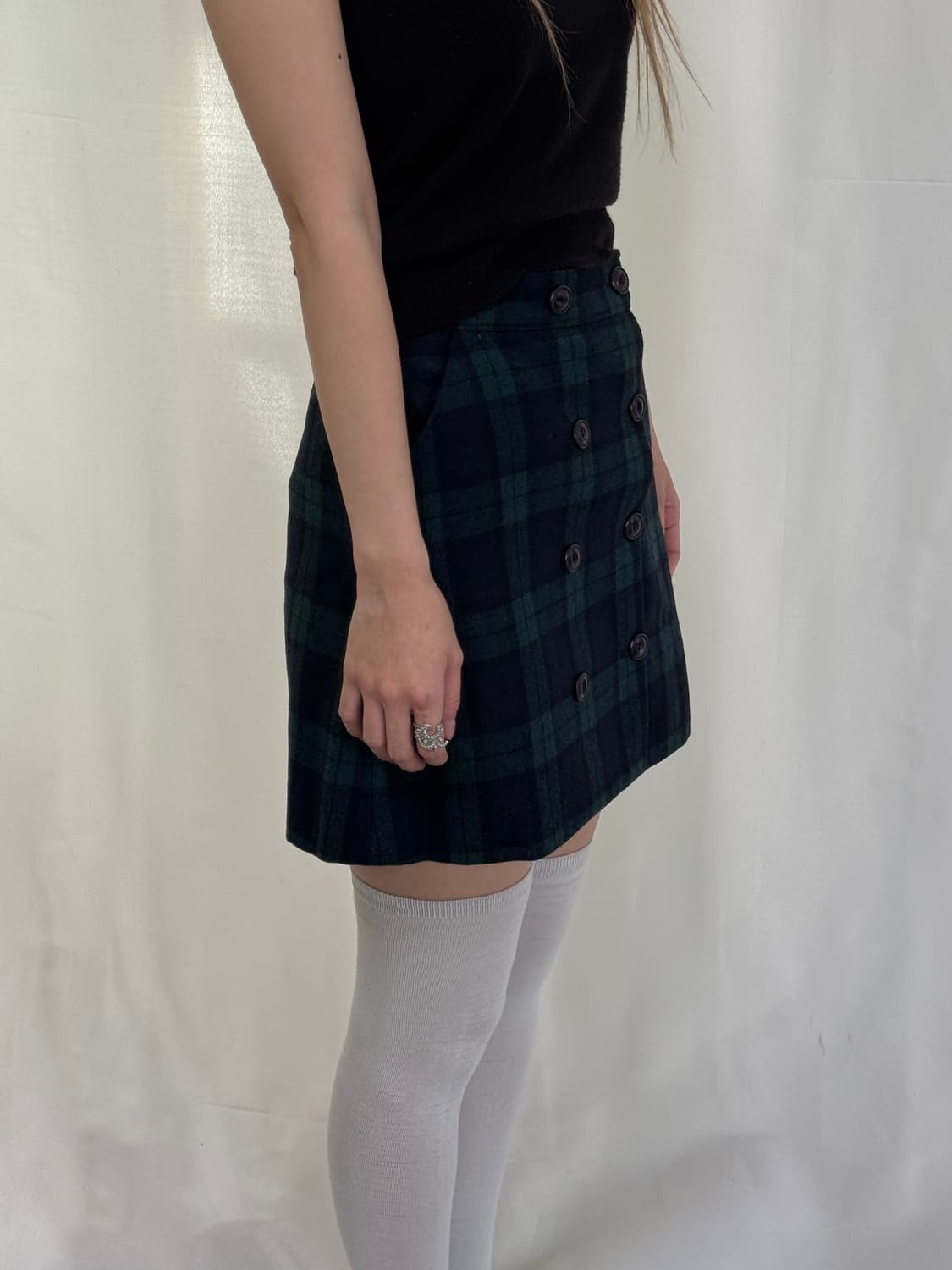 미스치프 버튼 체크 스커트 상품이미지5
