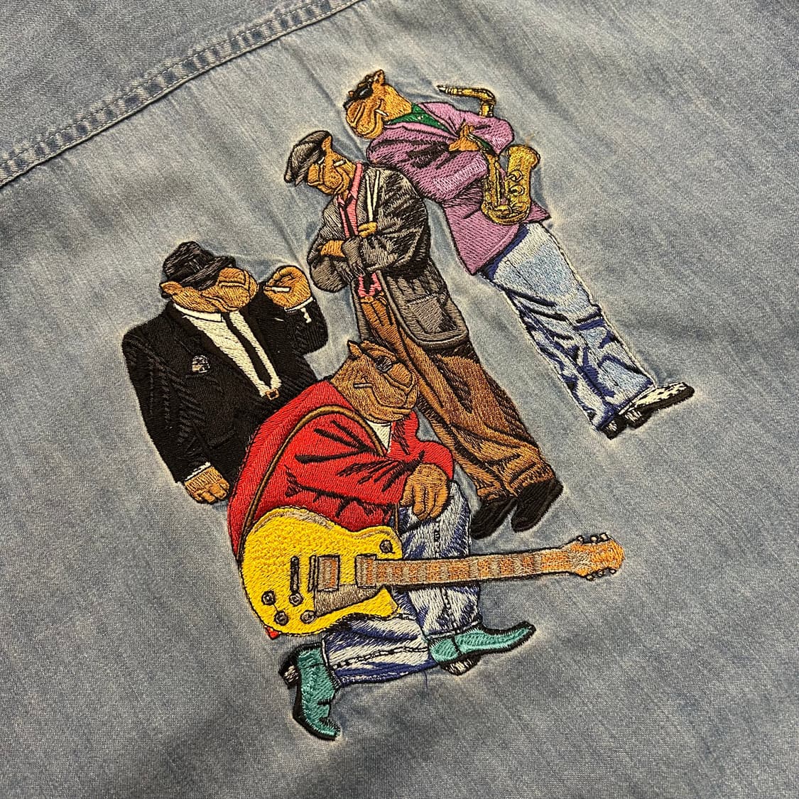 [XL] 90s CAMEL 카멜 빈티지 자수 데님 셔츠 A401 상품이미지5