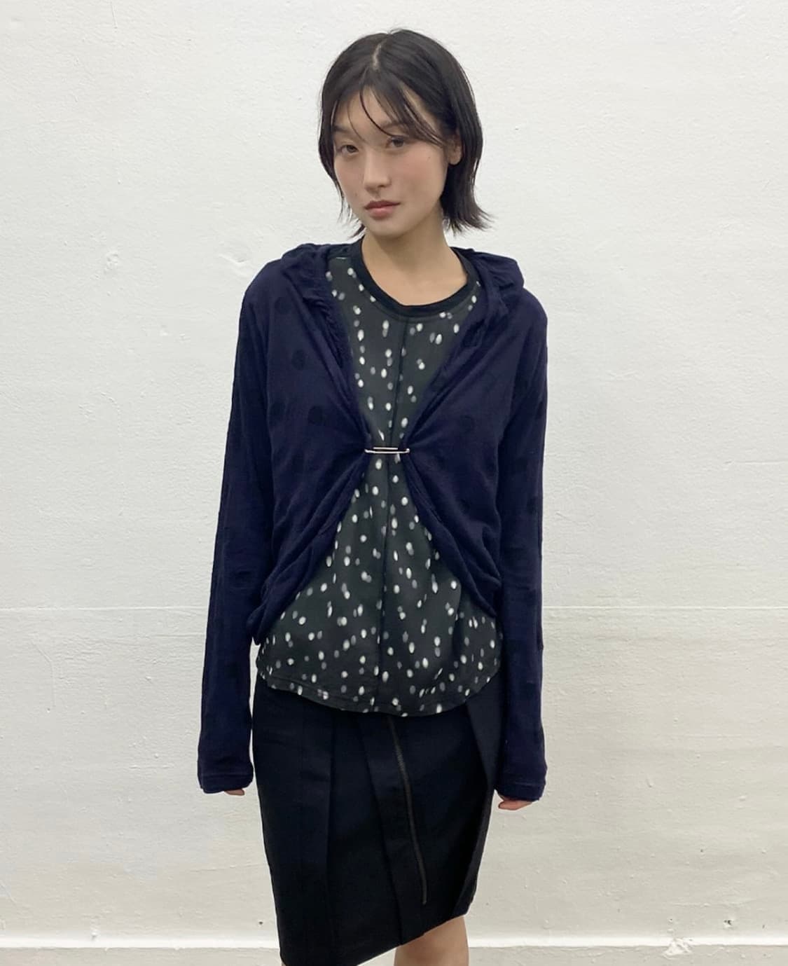 와이즈 도트 패턴 가디건 상품이미지3