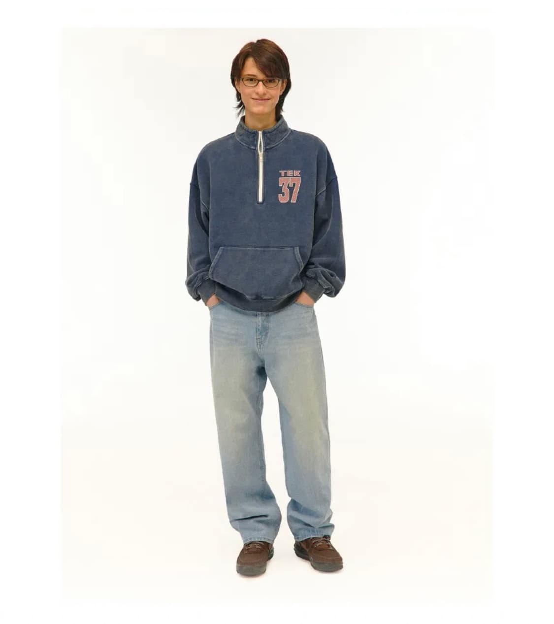 테켓 하프집업 맨투맨 half zip-up sweatshirt navy 상품이미지5