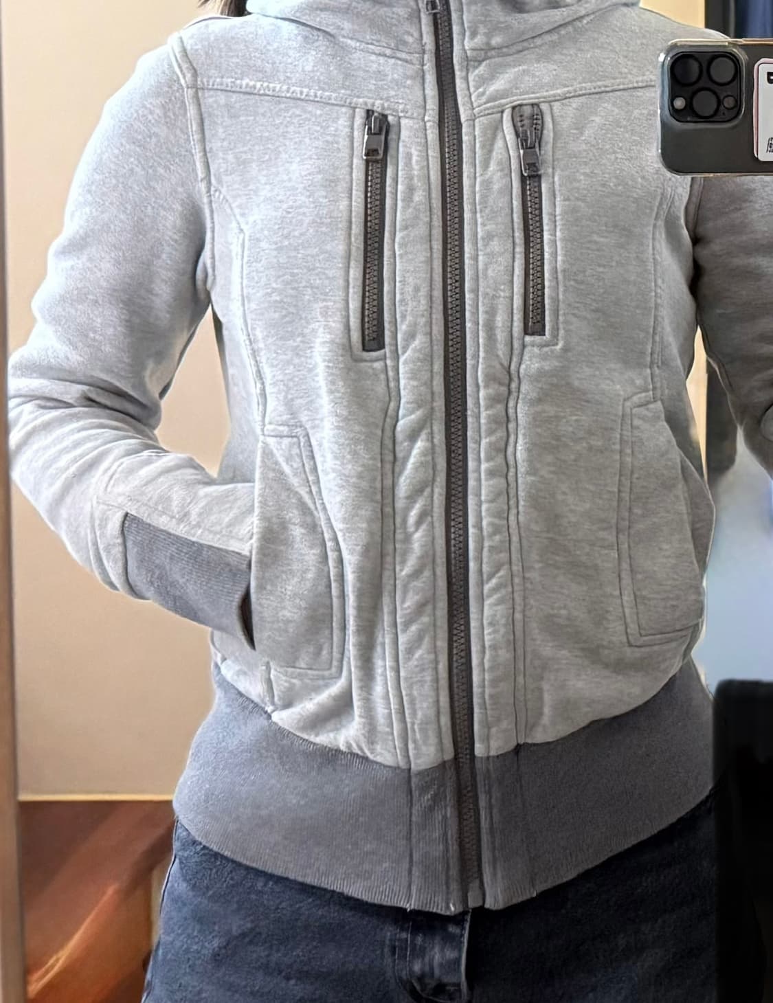 버커루 하이넥 레이어드 후드 집업 상품이미지6