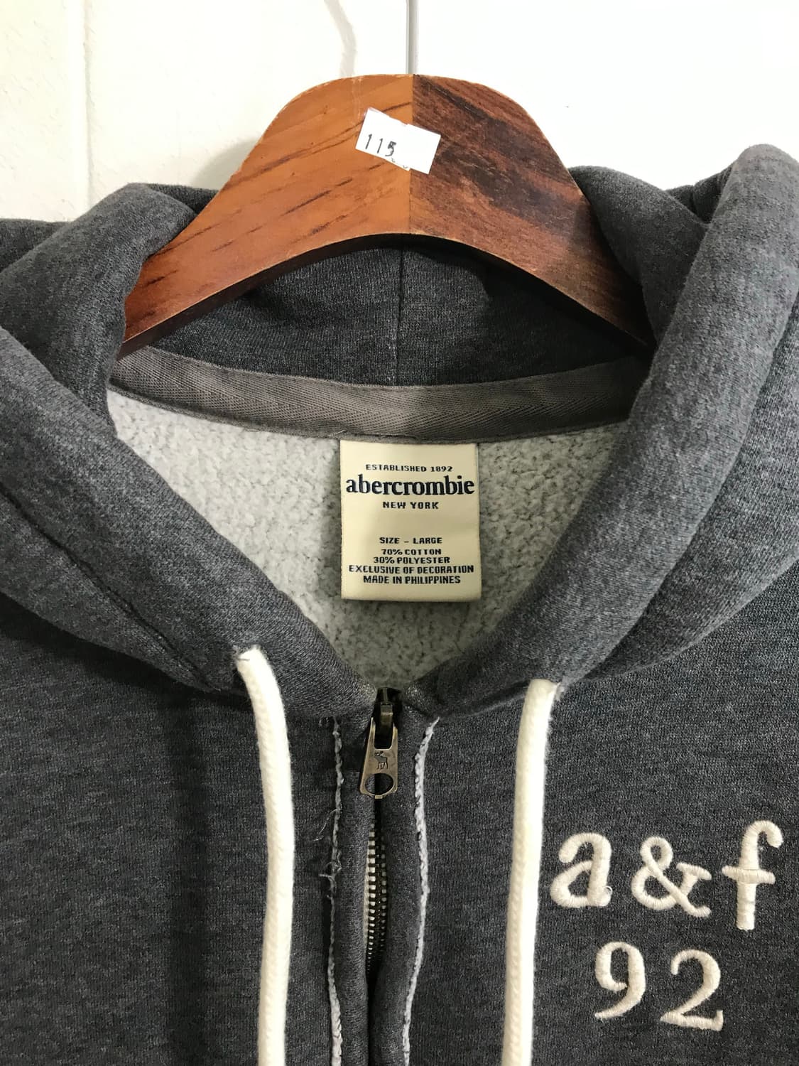아베크롬비 뉴욕 작사 딱붙 후드집업 상품이미지3