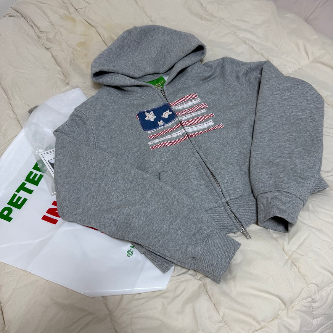 마이네임이즈피터 USA 성조기 후드집업 회색 여성 free 상품이미지4