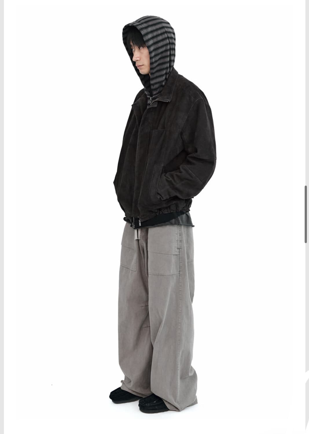 (2) 폴리테루 레더 스웨이드 파카 딥차콜 상품이미지2