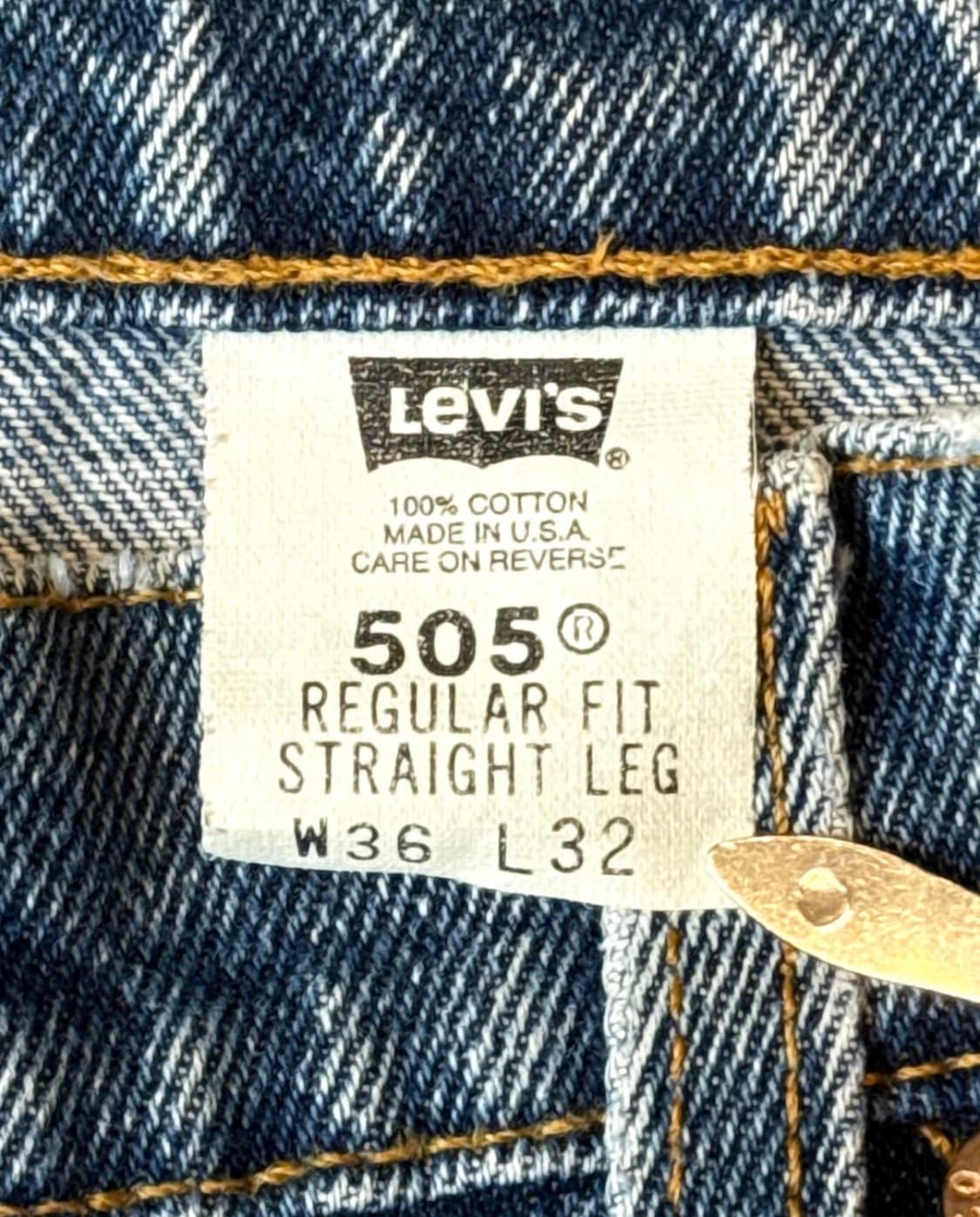 90S 리바이스 505 레귤러 스트레이트 오렌지탭 데님 팬츠 USA 상품이미지5