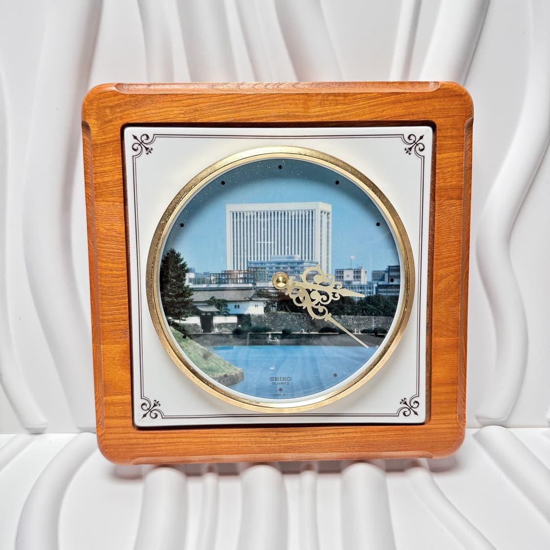 80's90's 세이코 빈티지 우드 프레임 풍경 벽걸이 시계 상품이미지2