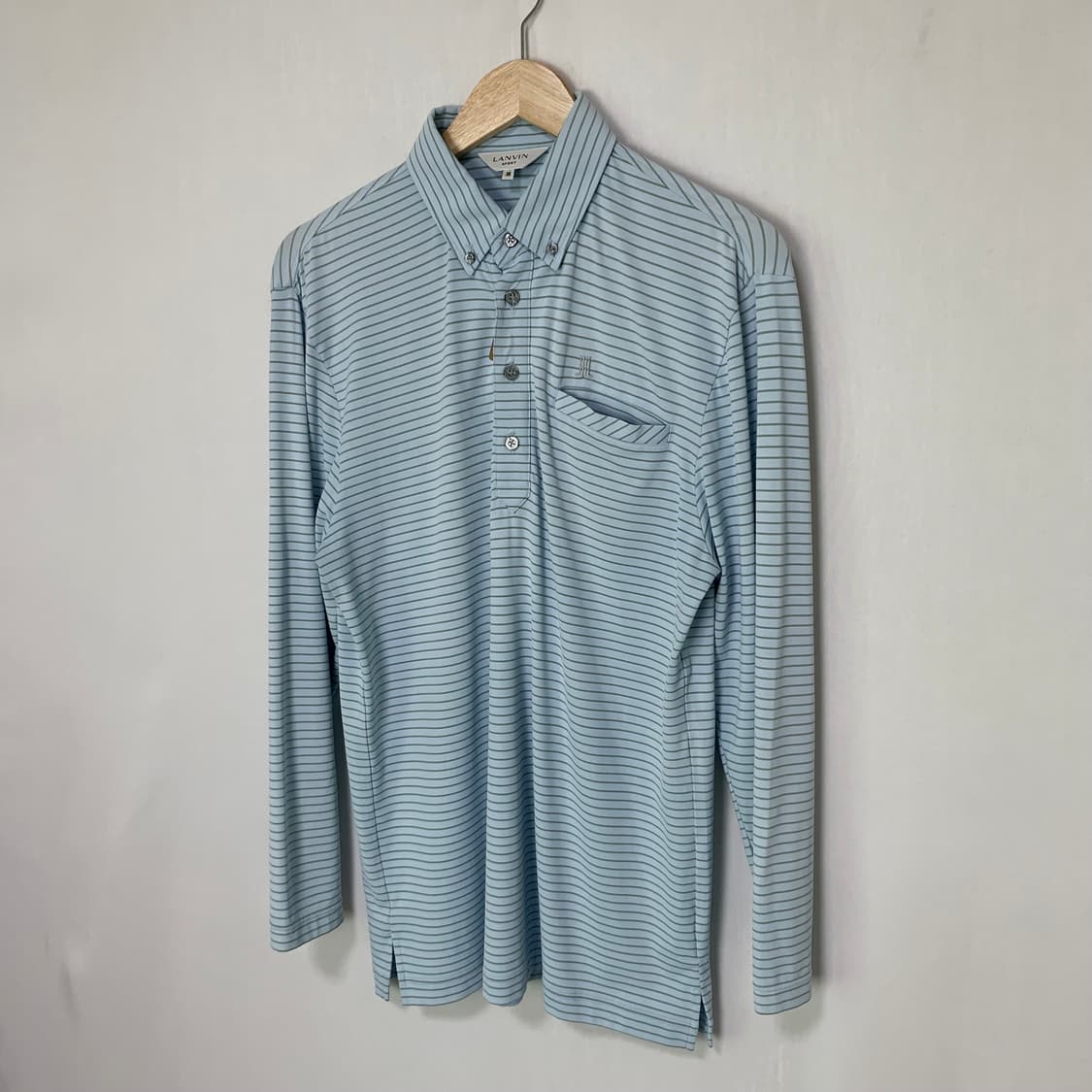 랑방 스포츠 스트라이프 긴팔 폴로티 카라 롱슬리브 스카이블루 남녀공용 상품이미지2