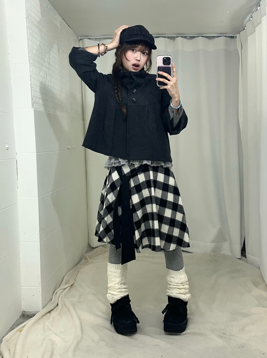 세실맥비 무채색 니혼진 하이넥코트 코디세트 상품이미지1