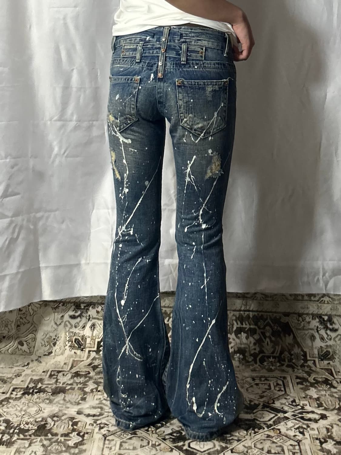 y2k grunge painted bootscut denim 상품이미지2