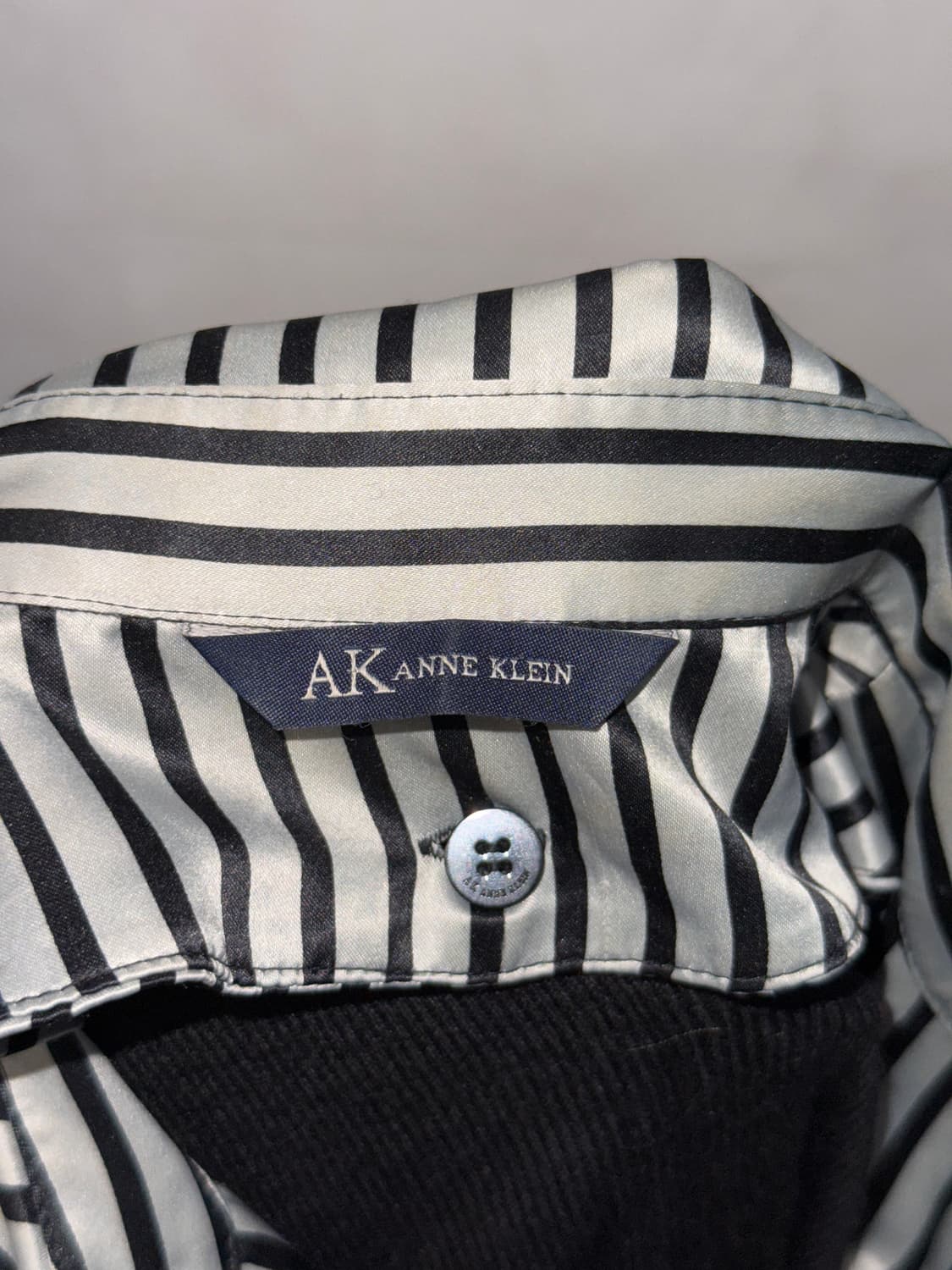 Anne Klein black silver stripe 랩 셔츠가디건 상품이미지8
