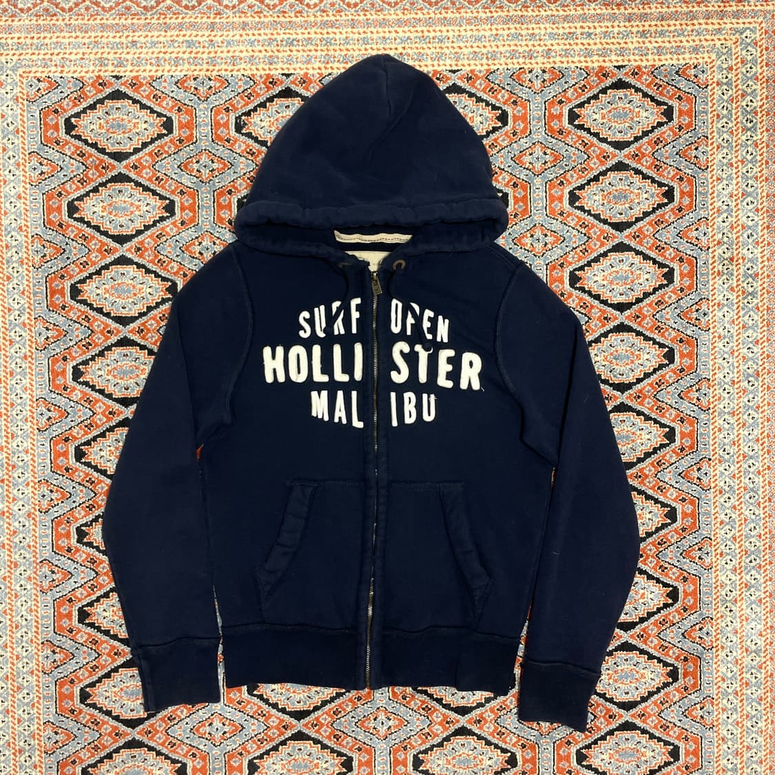 홀리스터 스펠로고 네이비 기모 후드집업 남성S 상품이미지1