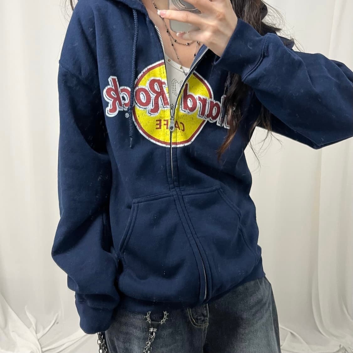 Hard Rock Cafe navy hood zip-up 상품이미지3